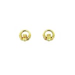 Facet 10k Gold Claddagh Stud Earrings