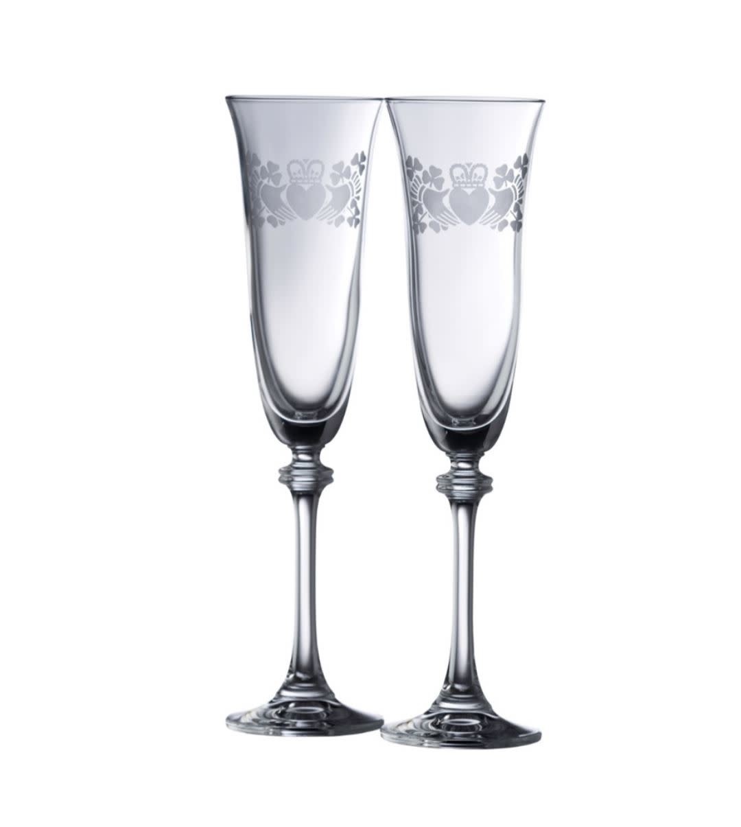 Galway Crystal Claddagh Liberty Flute Pair by Galway Crystal