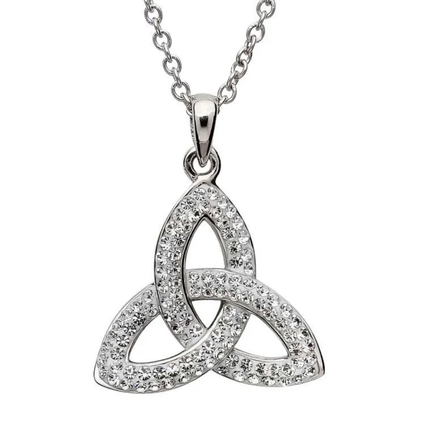Shanore White Swarovski Trinity Knot Necklace
