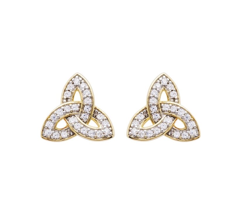 Shanore 14kt Gold Vermeil Trinity Post Earrings w/ CZ