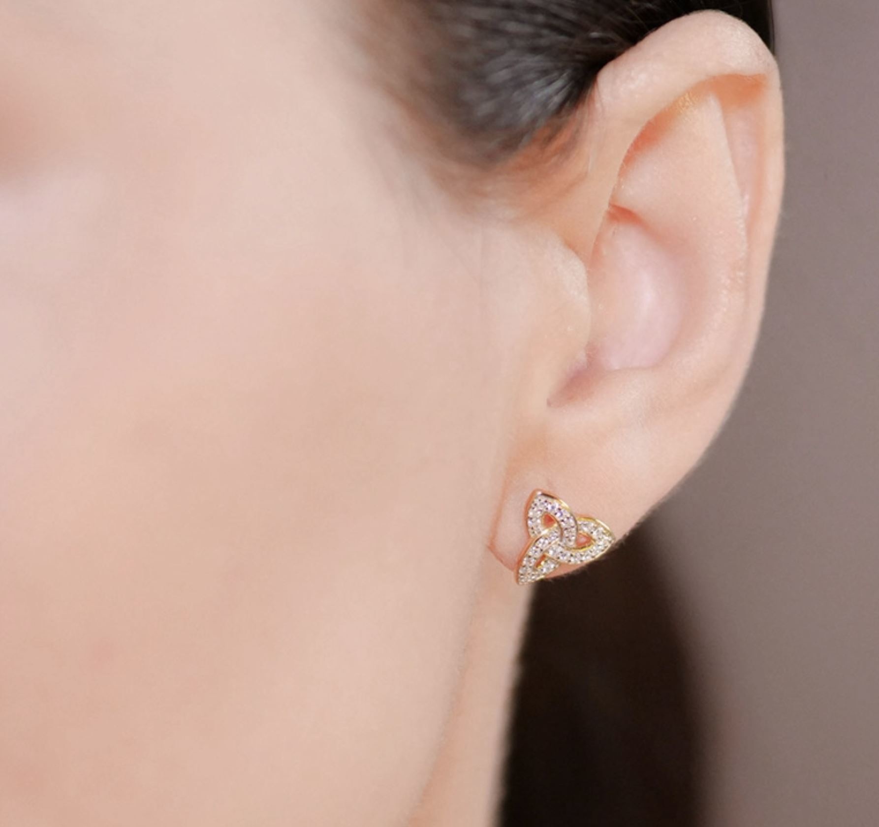 Shanore 14kt Gold Vermeil Trinity Post Earrings w/ CZ