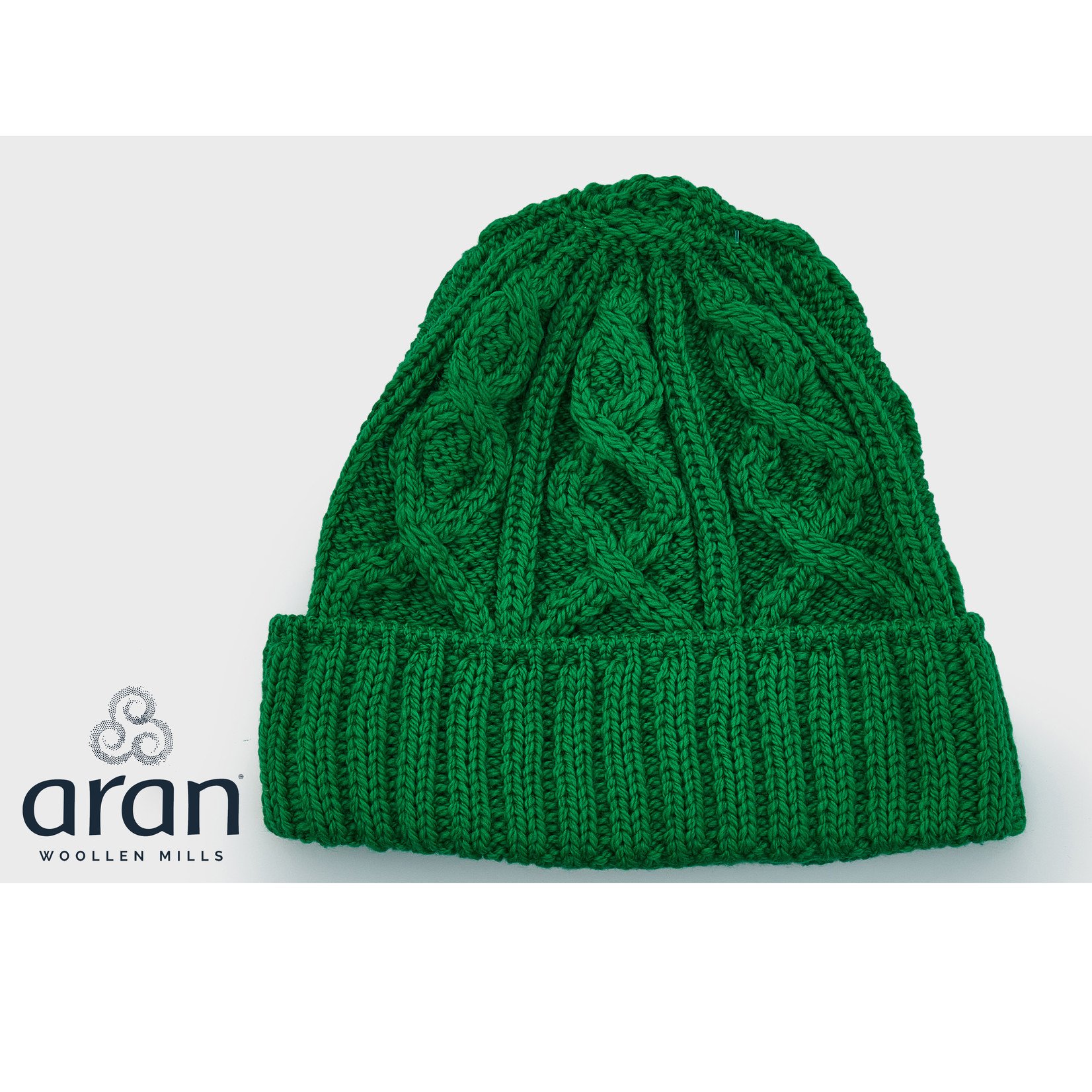Aran Woollen Mills Aran Diamond Hat: Kelly Green