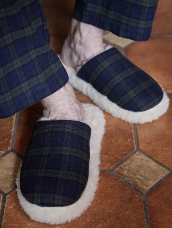 Lee Valley Ireland Blackwatch Tartan Wool Slippers: