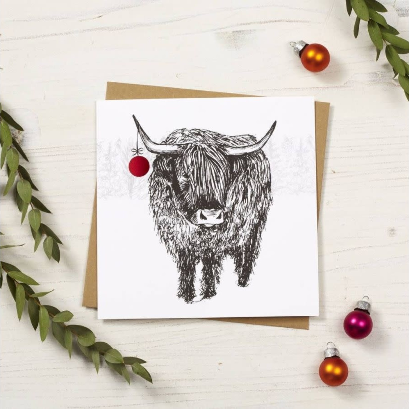 Cherith Harrison Highland Cow Christmas Card