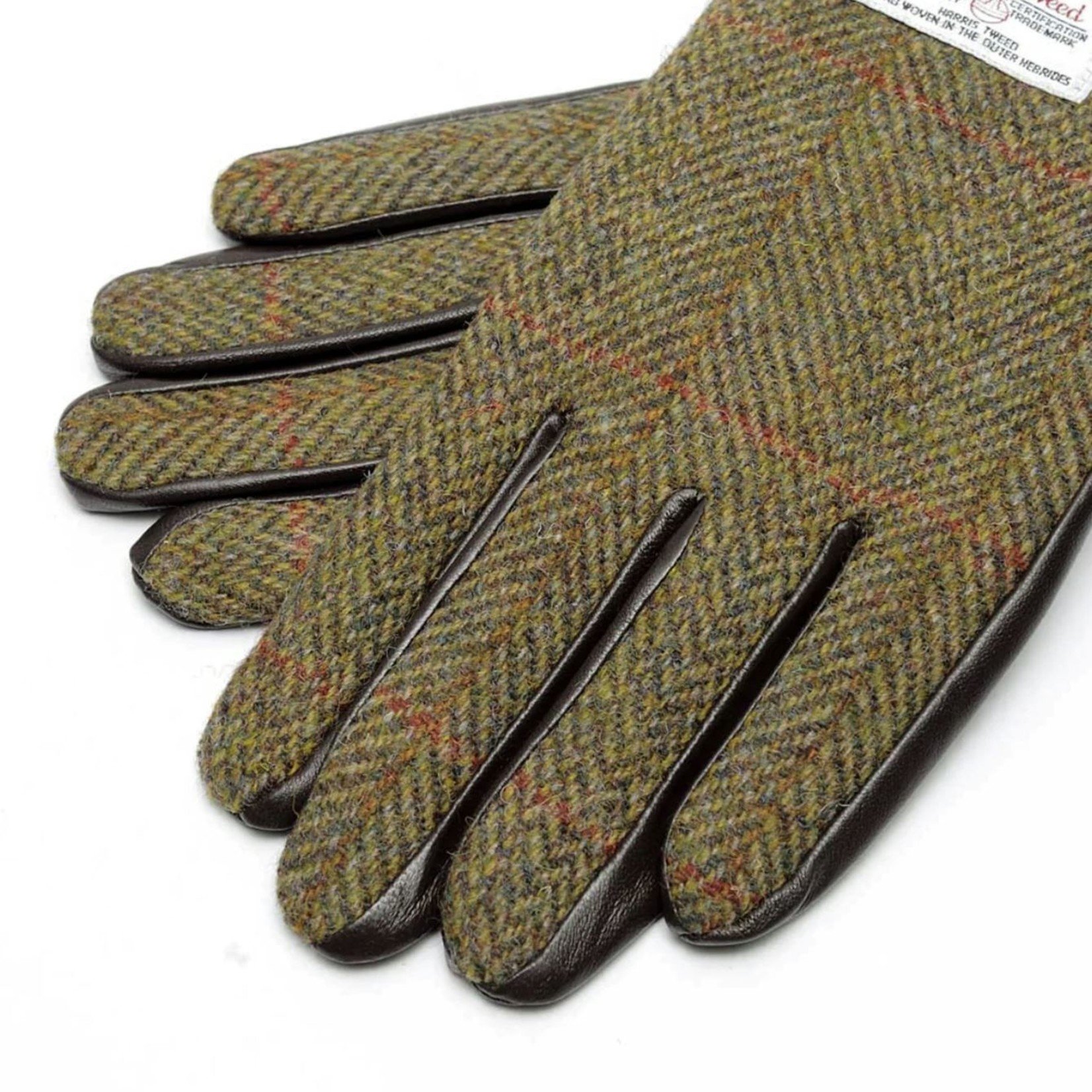Islander Womens Tweed & Leather Gloves in Chestnut