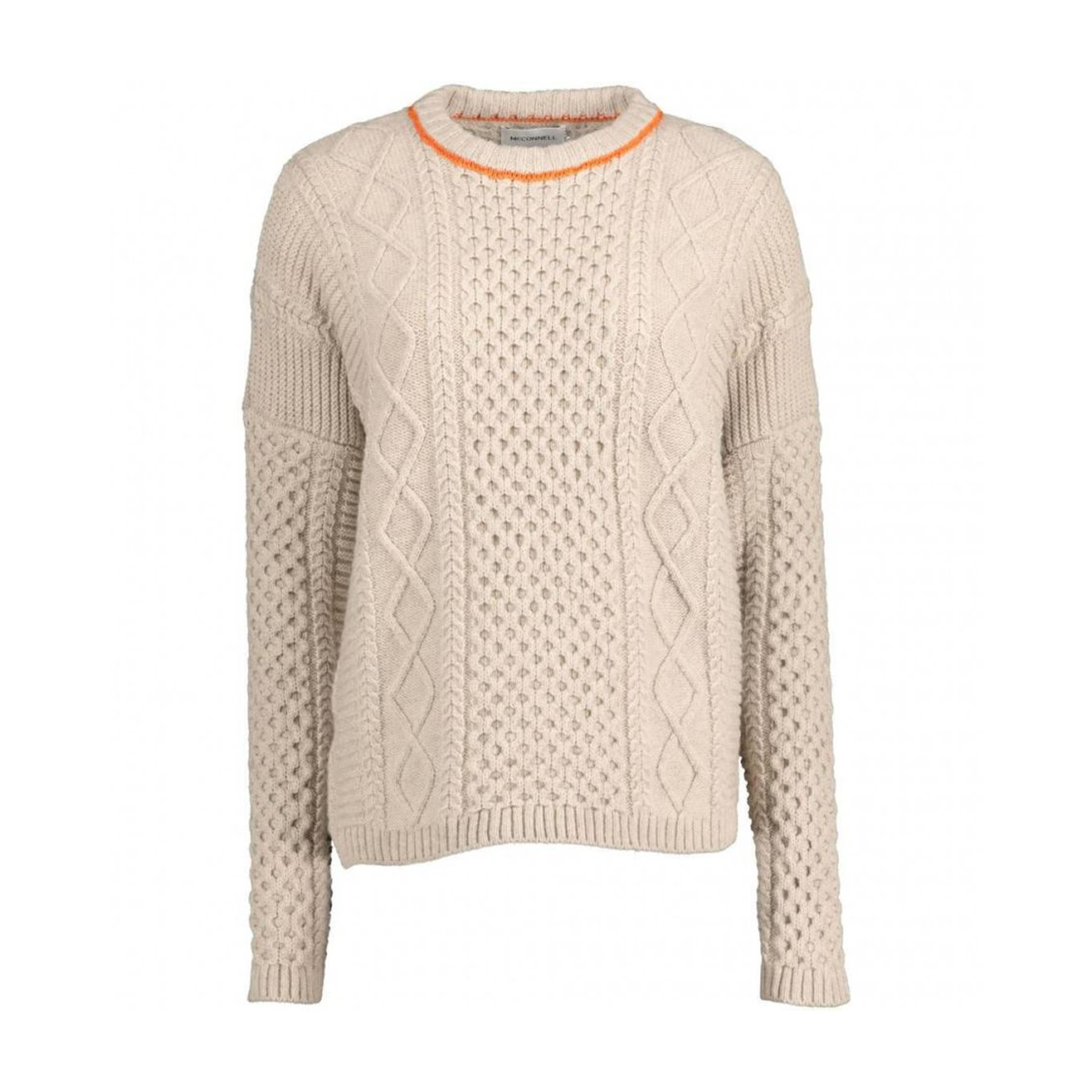 McConnell Woolen Mills Aran Boyfriend Sweater - Orange Collar
