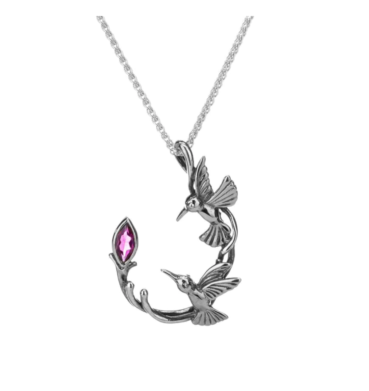 Keith Jack Hummingbirds Necklace Marquise Rhodolite Garnet