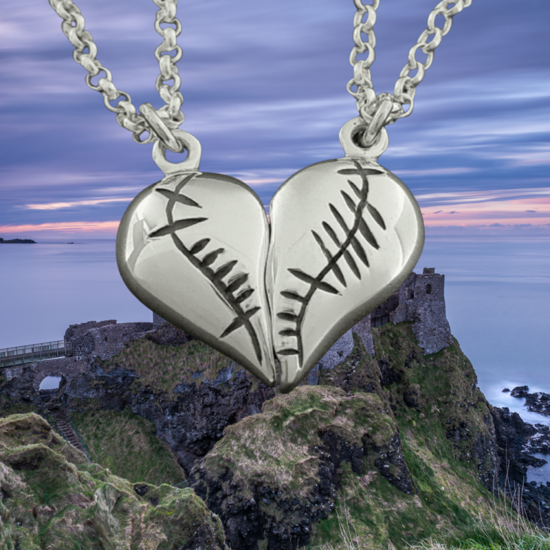 Arnua Ogham Anam Cara Heart Necklace Set