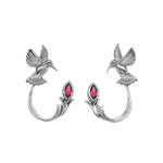 Keith Jack Hummingbird Stud with Earring Jacket - Rhodolite