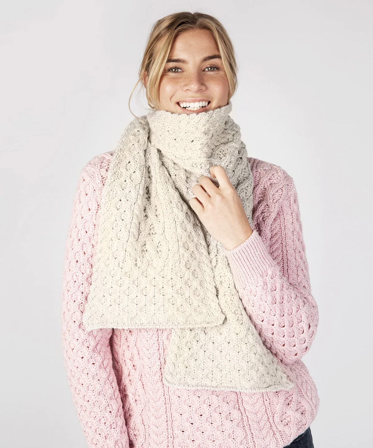 IrelandsEye Knitwear Cashmere-Wool Aran Scarf  *Multiple Colors*