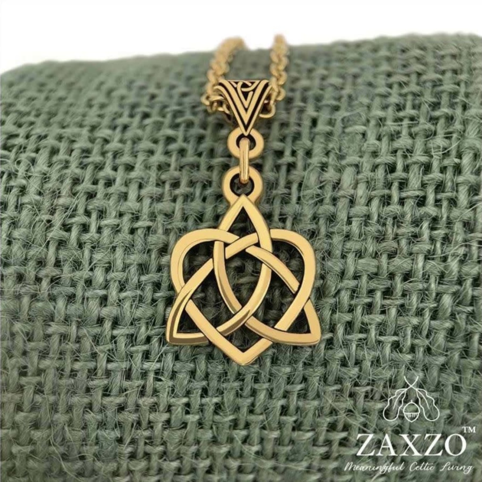 Zaxzo Gold Celtic Sister Knot Necklace 18