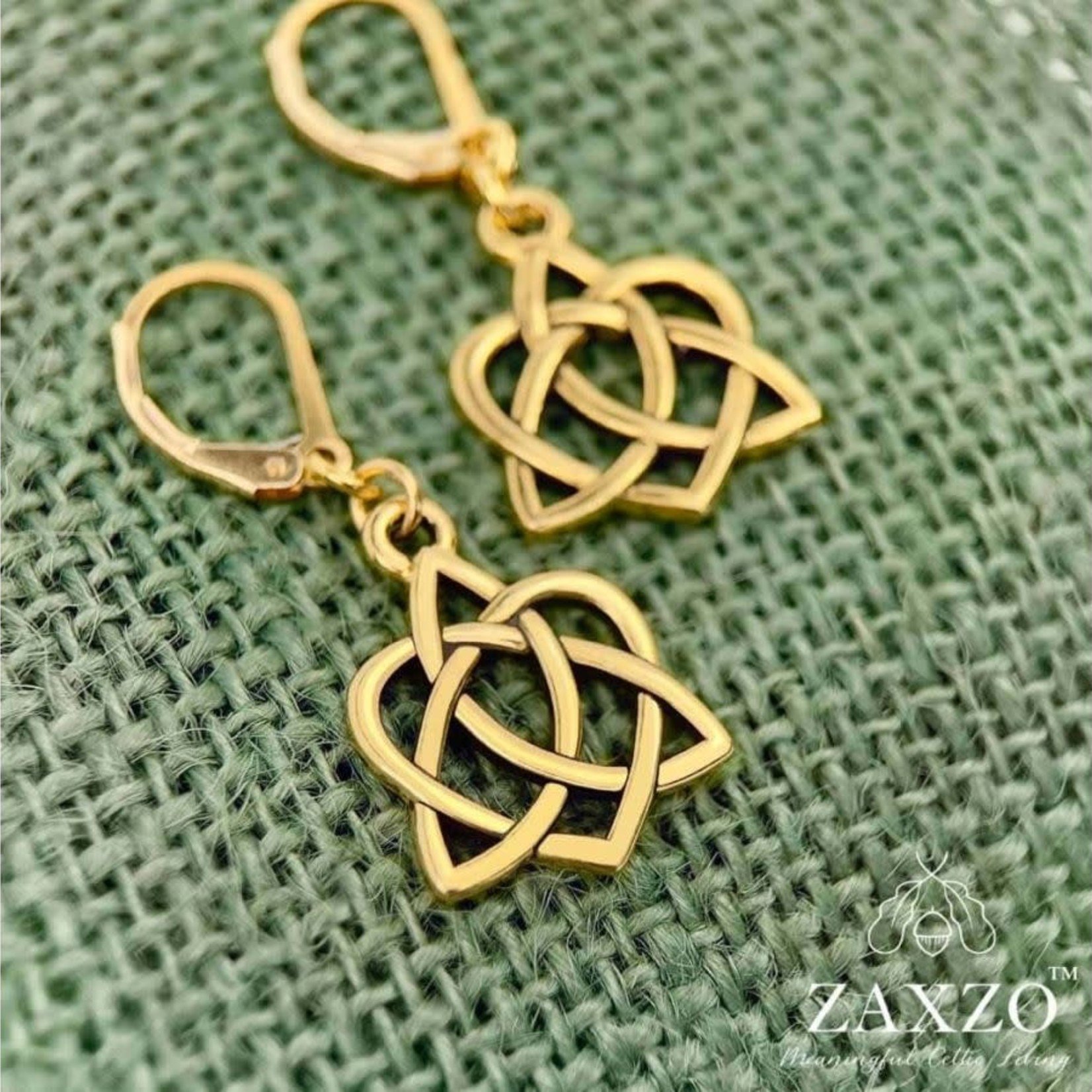 Zaxzo Gold Celtic Sister Knot Leverback Earrings