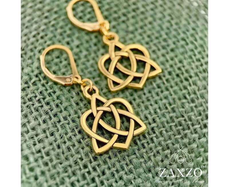 Zaxzo Gold Celtic Sister Knot Leverback Earrings