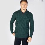 IrelandsEye Knitwear Wool 1/4 Zip Evergreen Sweater