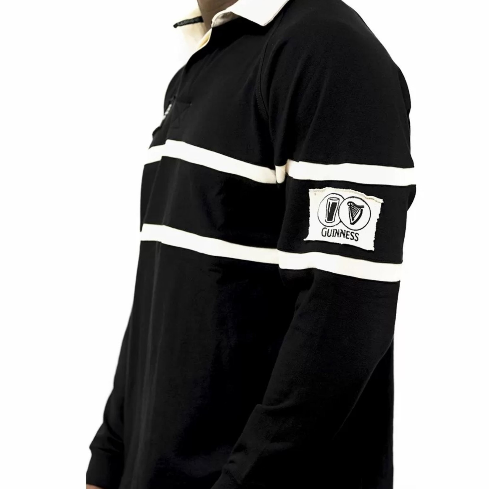Guinness Guinness Cream & Black Rugby Shirt: Long Sleeve