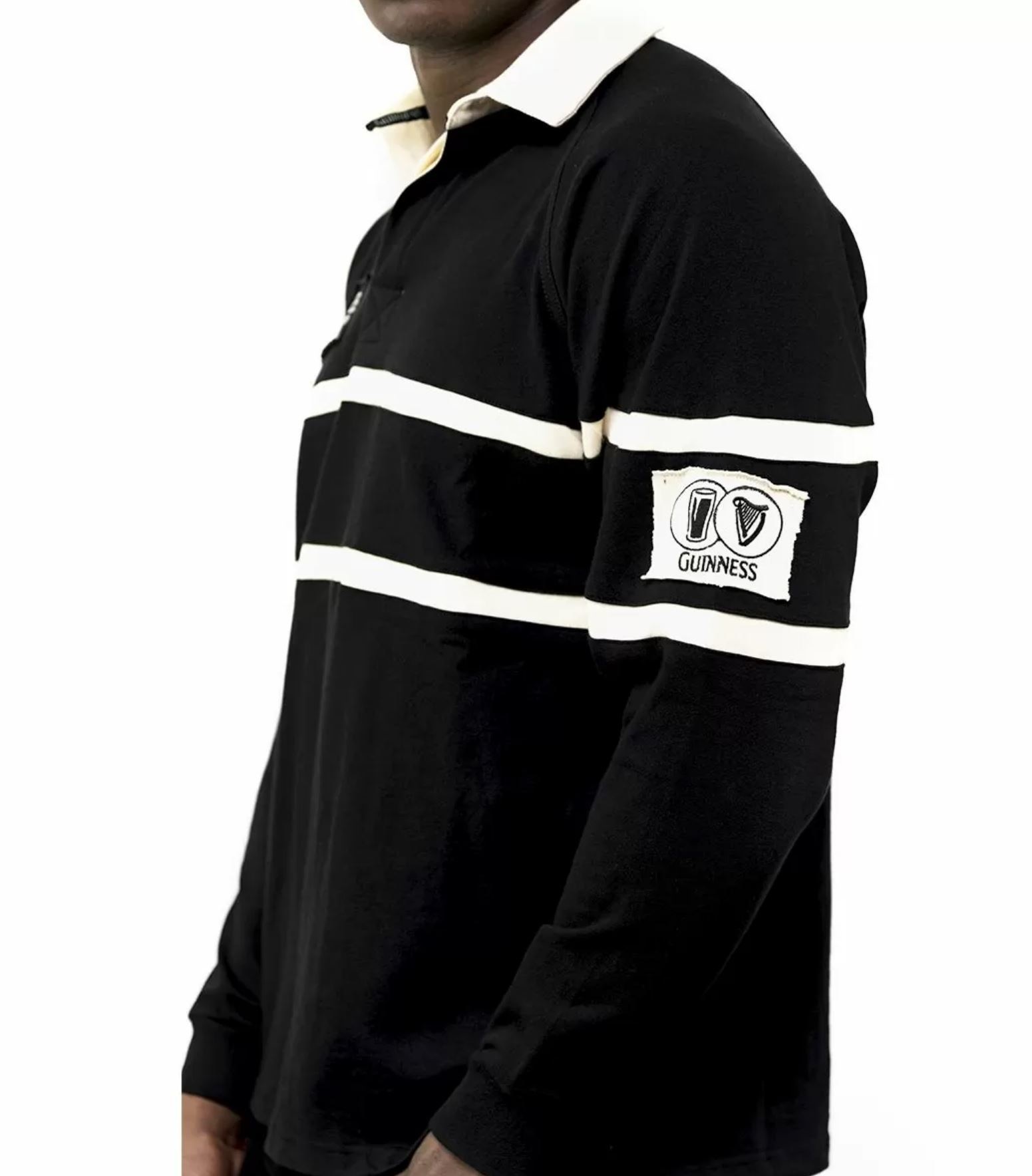 Guinness Guinness Cream & Black Rugby Shirt: Long Sleeve
