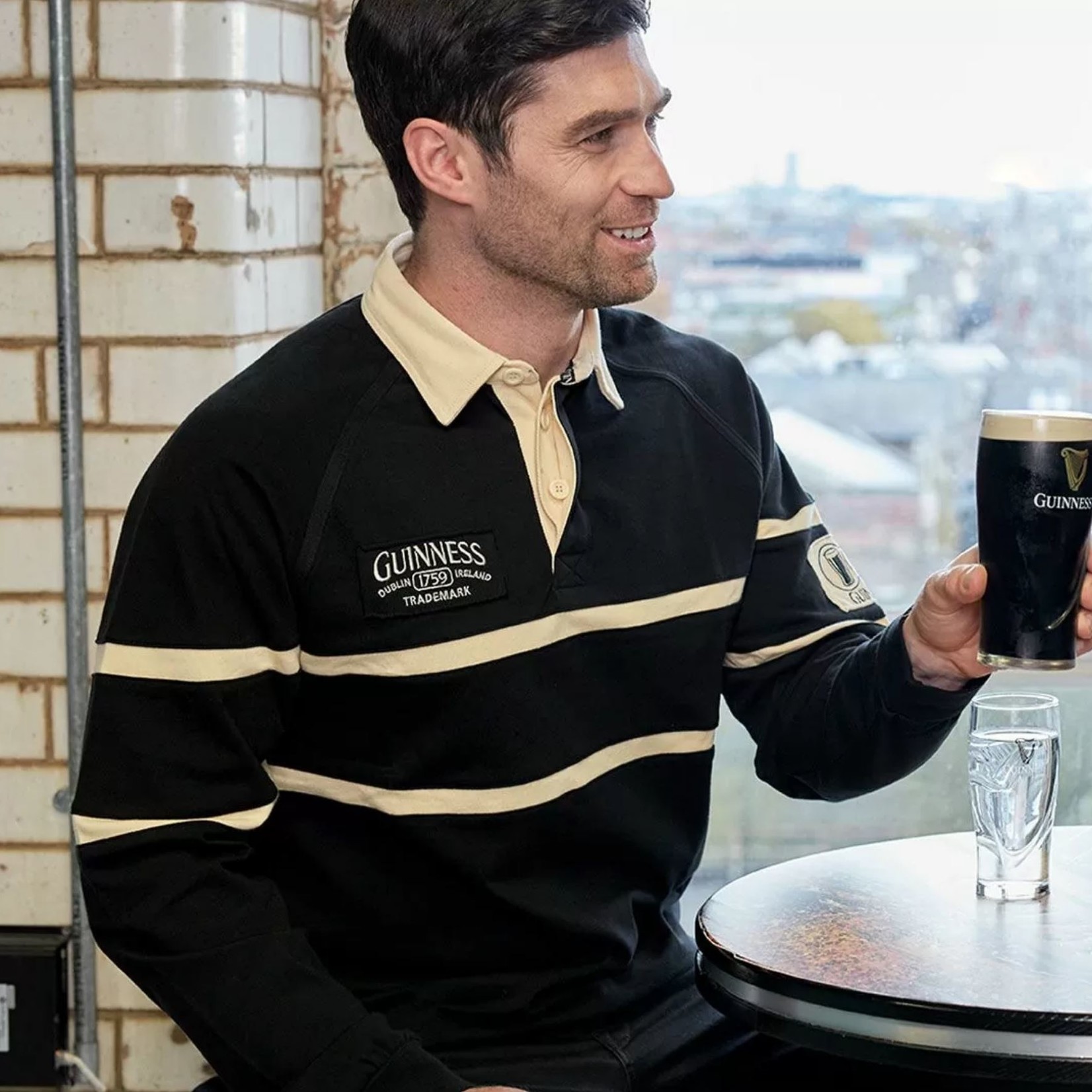 Guinness Guinness Cream & Black Rugby Shirt: Long Sleeve