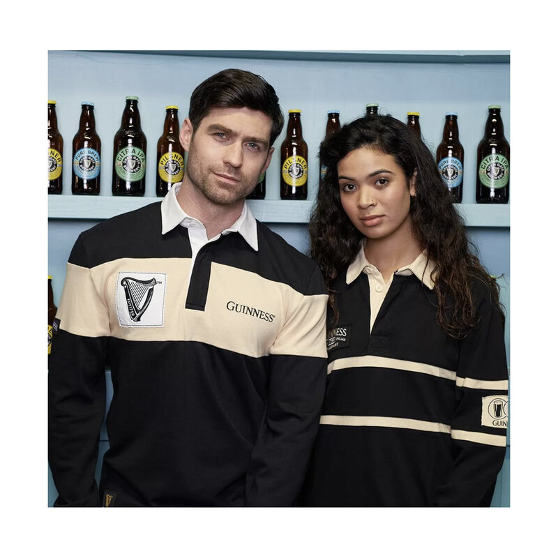 Guinness Guinness Cream & Black Rugby Shirt: Long Sleeve