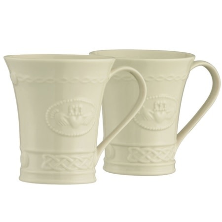Belleek Set of 2 Claddagh Mugs