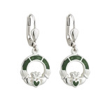 Solvar Sterling Silver Connemara Marble Claddagh Drop Earrings