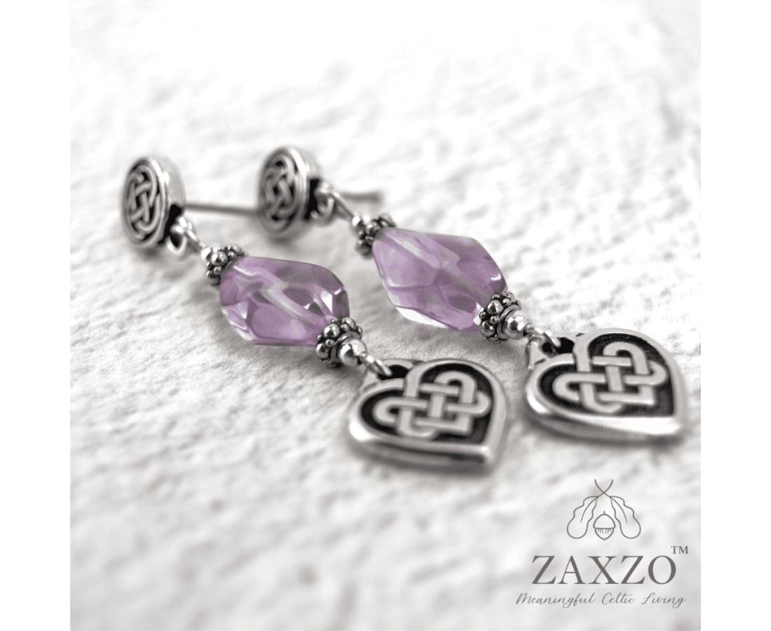Zaxzo Silver Celtic Heart Earrings