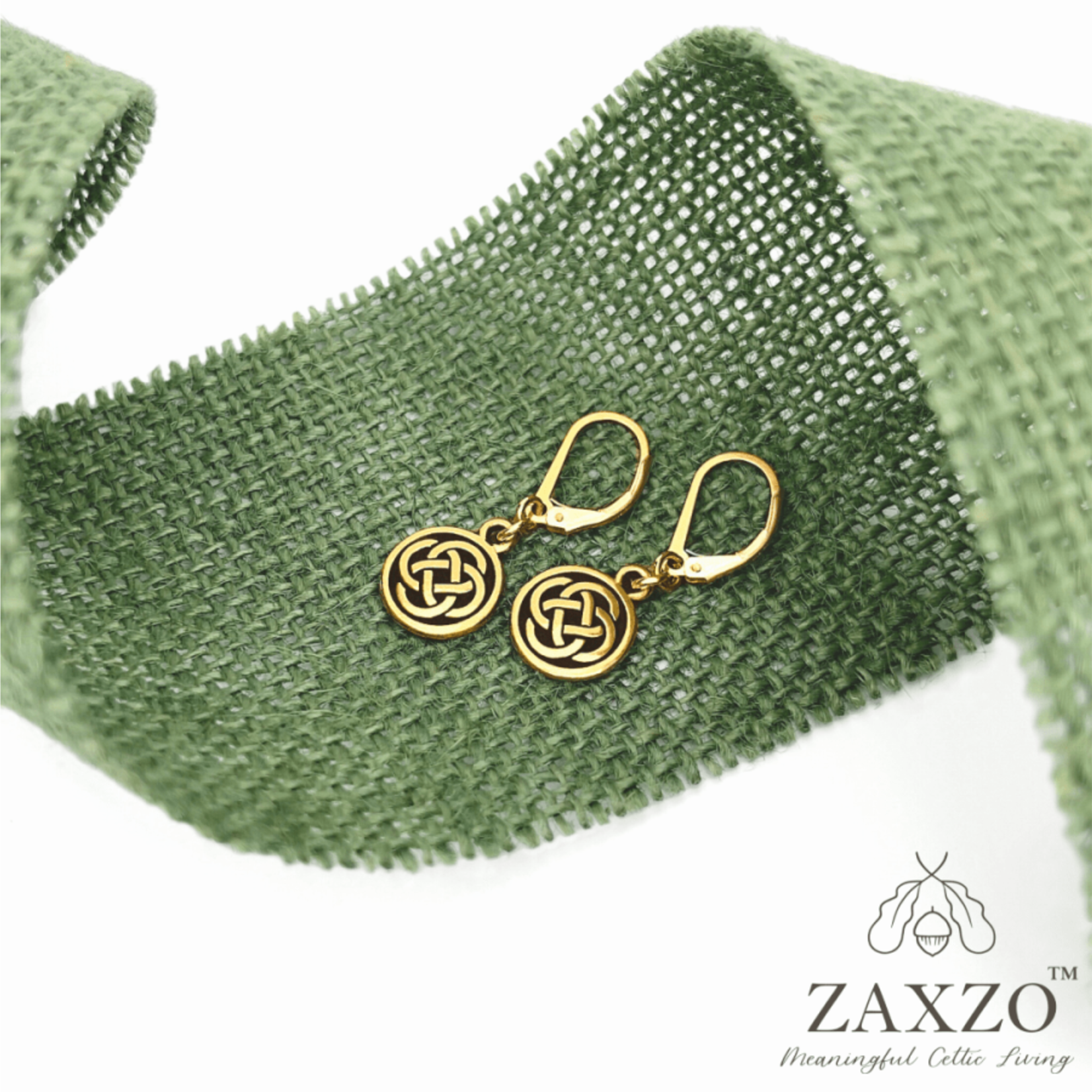 Zaxzo Gold Dara Knot Leverback Earrings