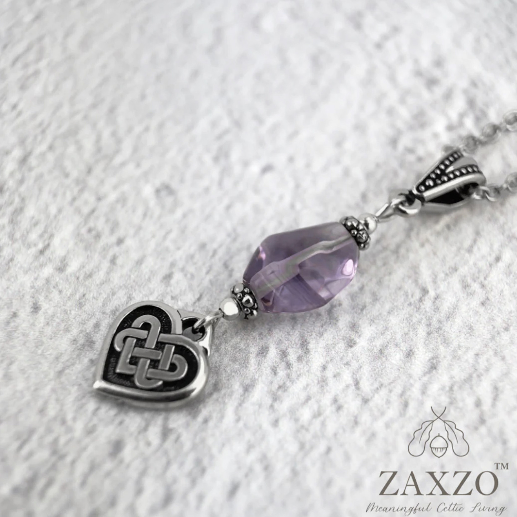 Zaxzo Silver Celtic Heart Necklace