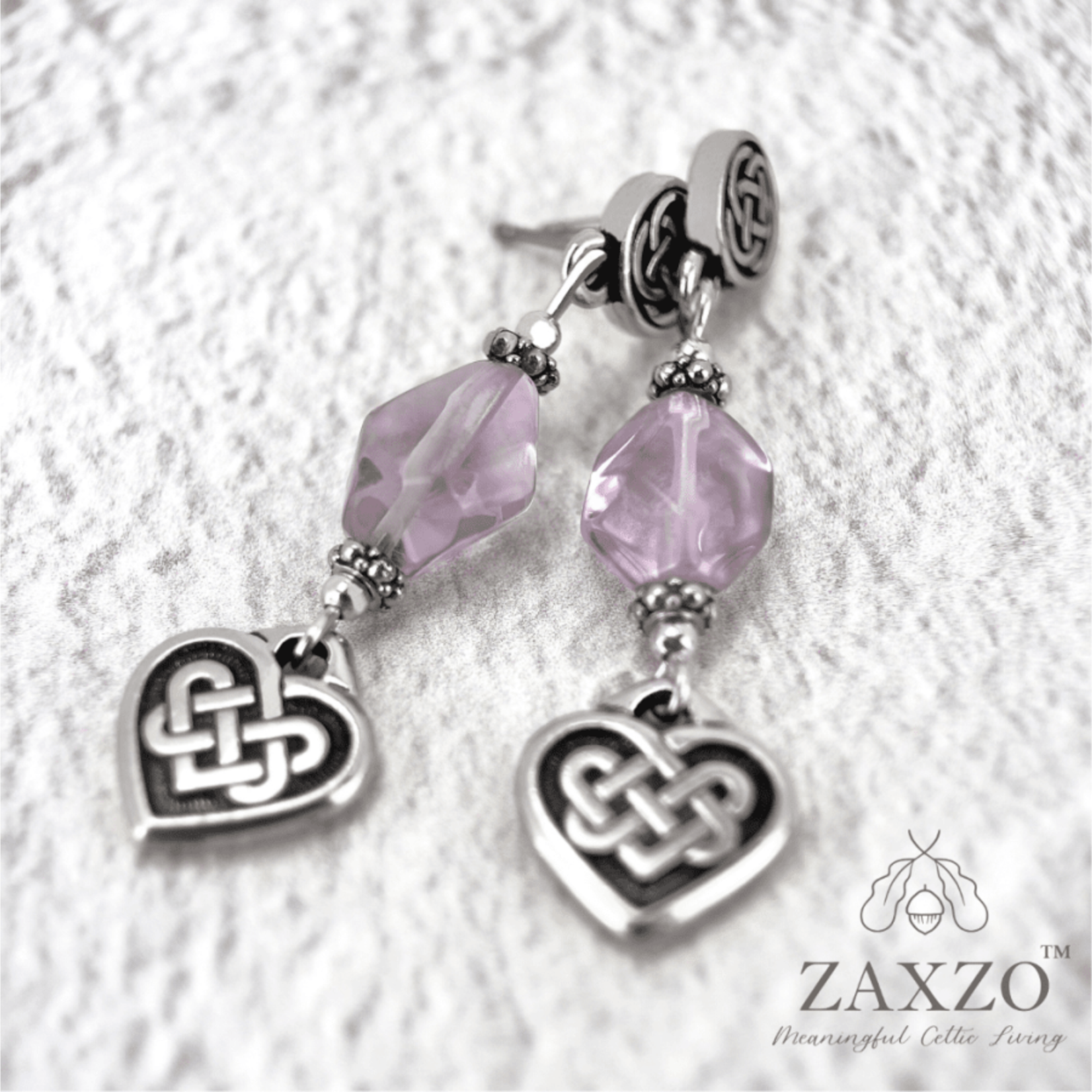 Zaxzo Silver Celtic Heart Earrings
