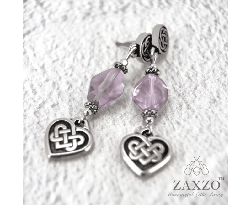 Zaxzo Silver Celtic Heart Earrings