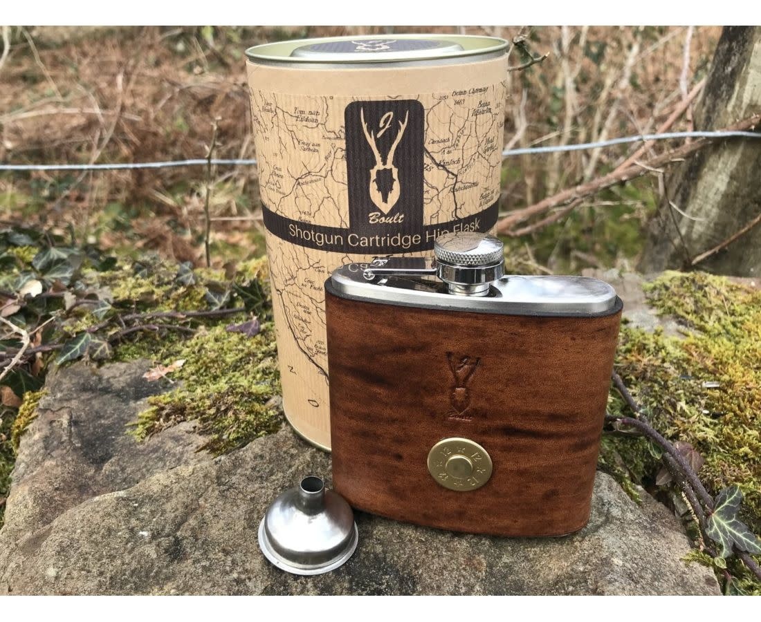 J Boult Leather Shotgun Cartridge Flask w/ Funnel