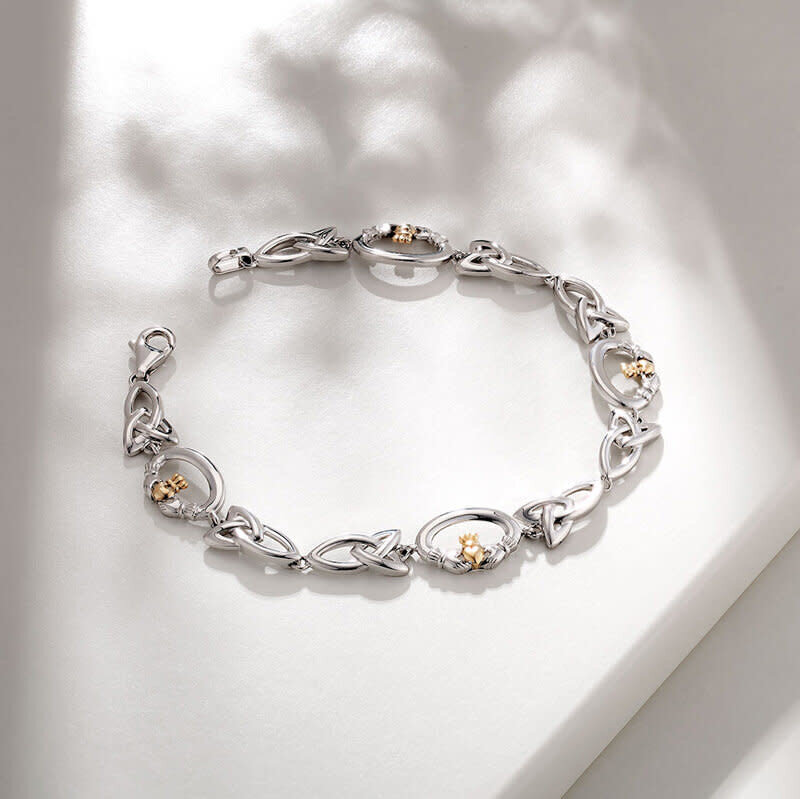 Solvar 10k Gold & Silver Claddagh Knotwork Bracelet