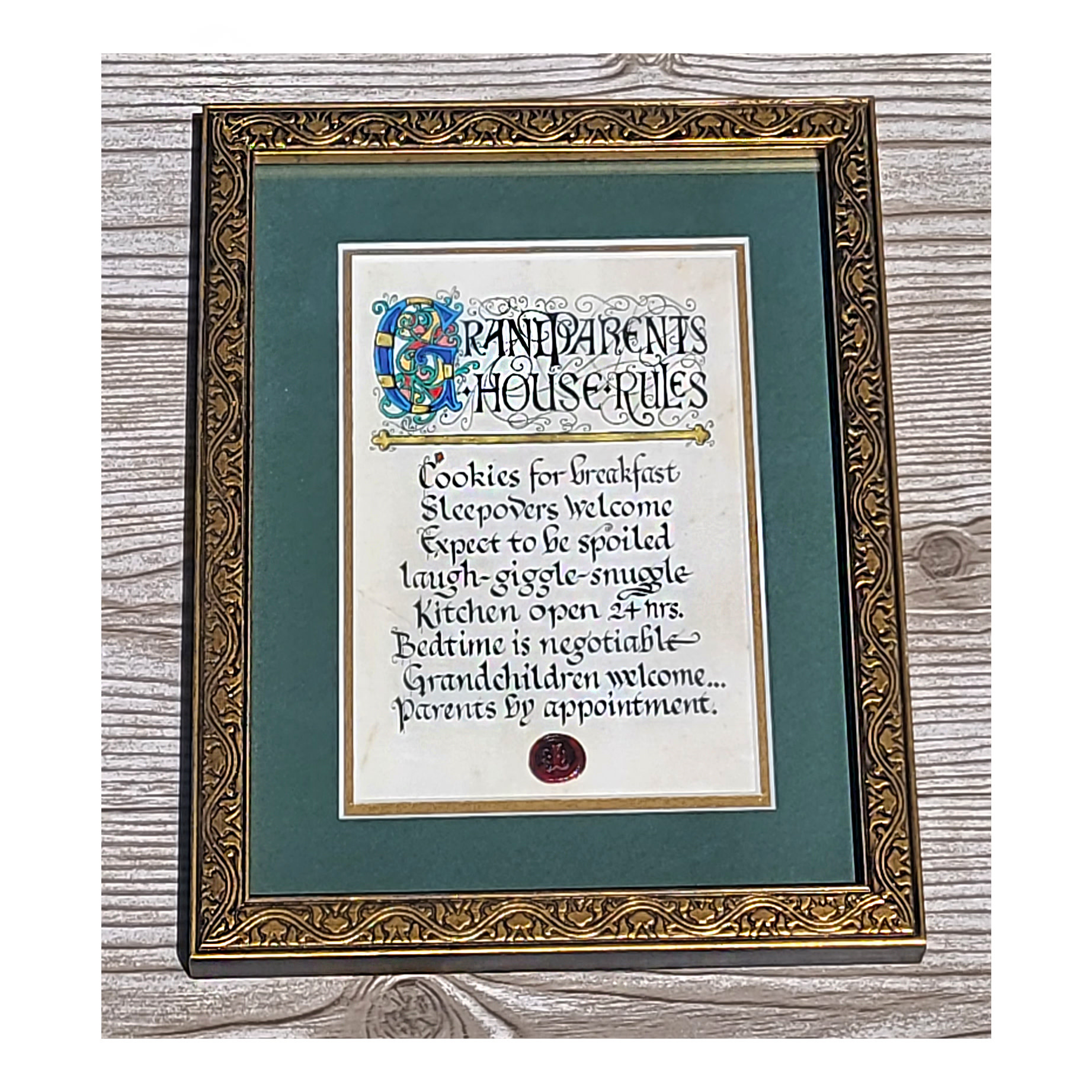 Celtic Card Company Grandparents' Rules:  342 Green Framed Print