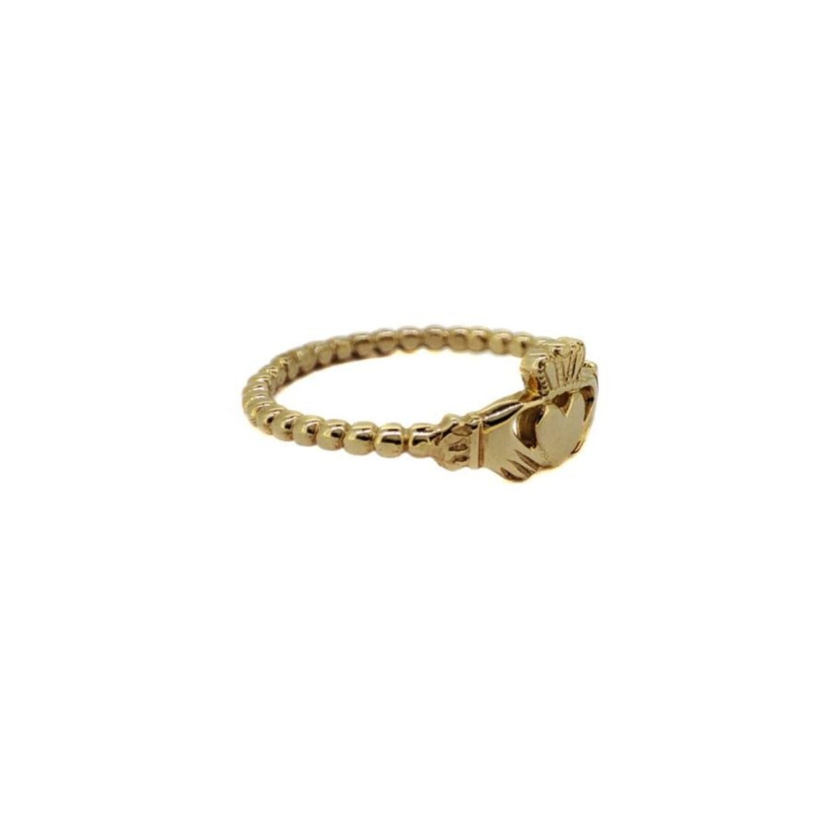 Facet 10k Gold Bead Claddagh Ring