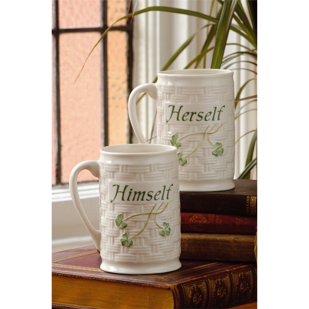 Belleek Himself Herself Mug Set