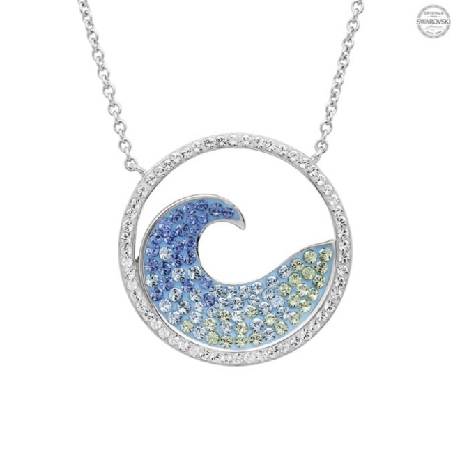 Shanore Ocean Wave Necklace White + Blue Swarovski