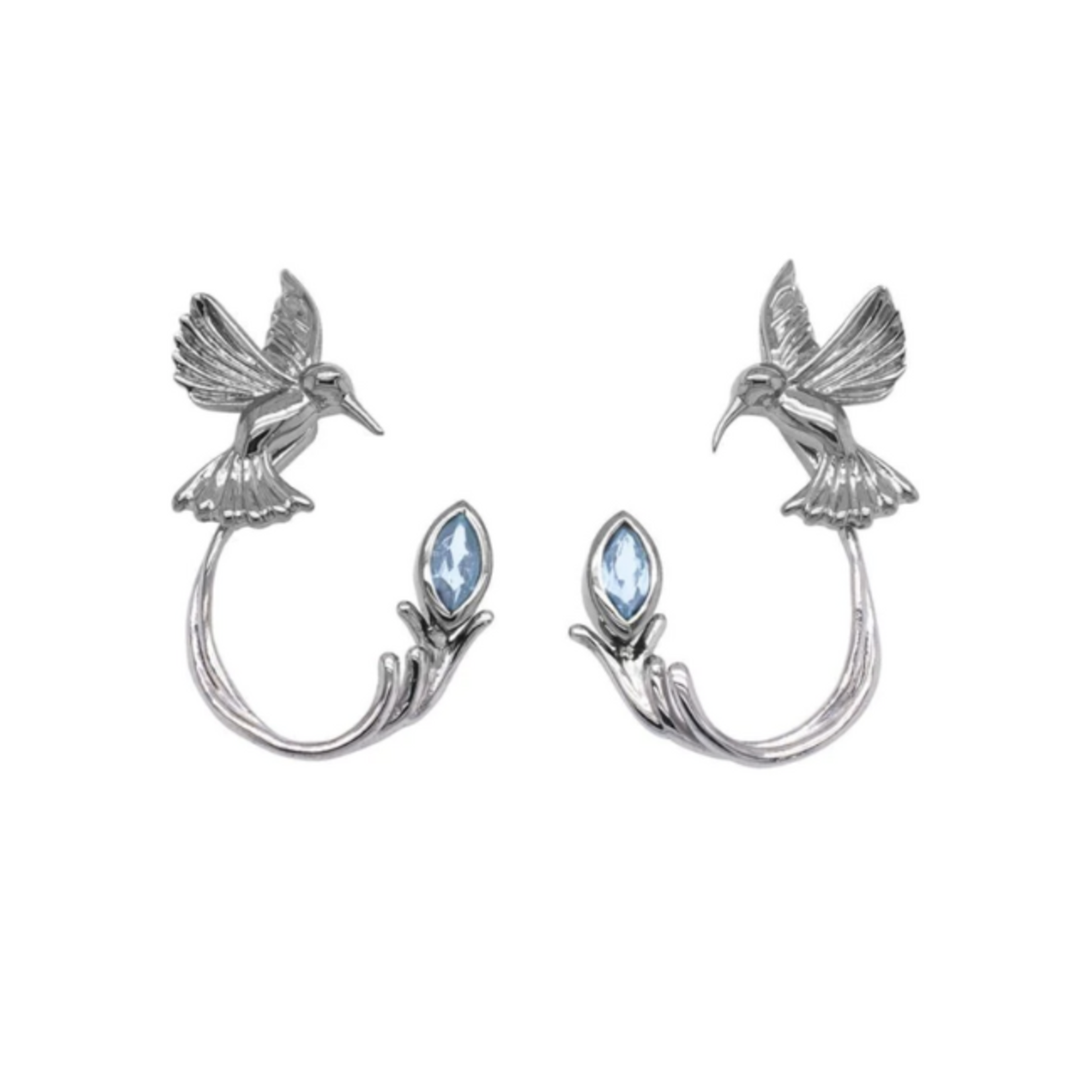 Hummingbird Stud with Earring Jacket - Blue Topaz - Celtic Aer