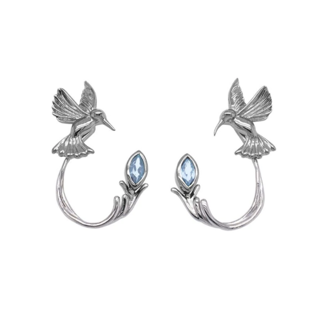 Keith Jack Hummingbird Stud with Earring Jacket - Blue Topaz