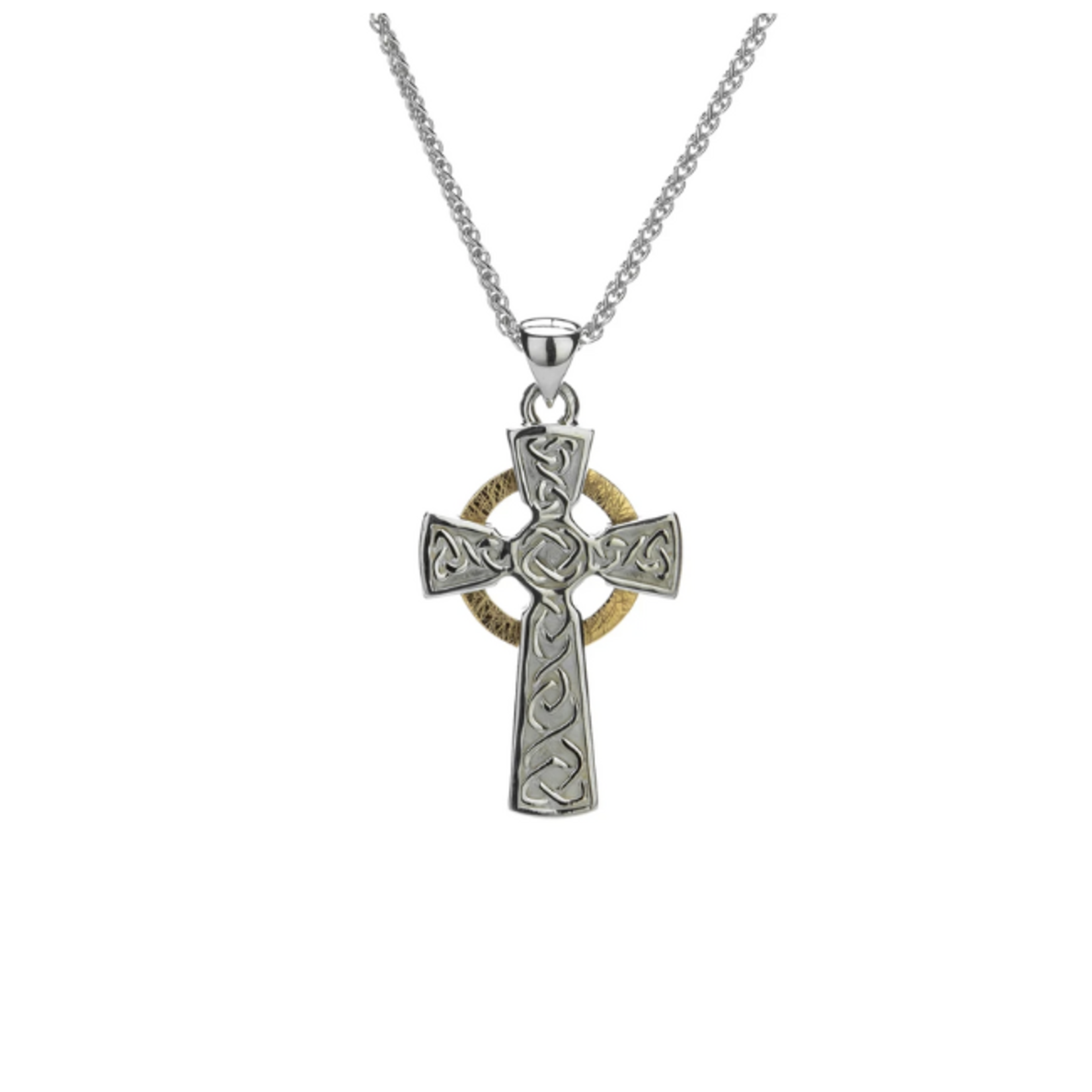 Keith Jack Oxidized Silver + 10k Gold Celtic Cross Small Pendant