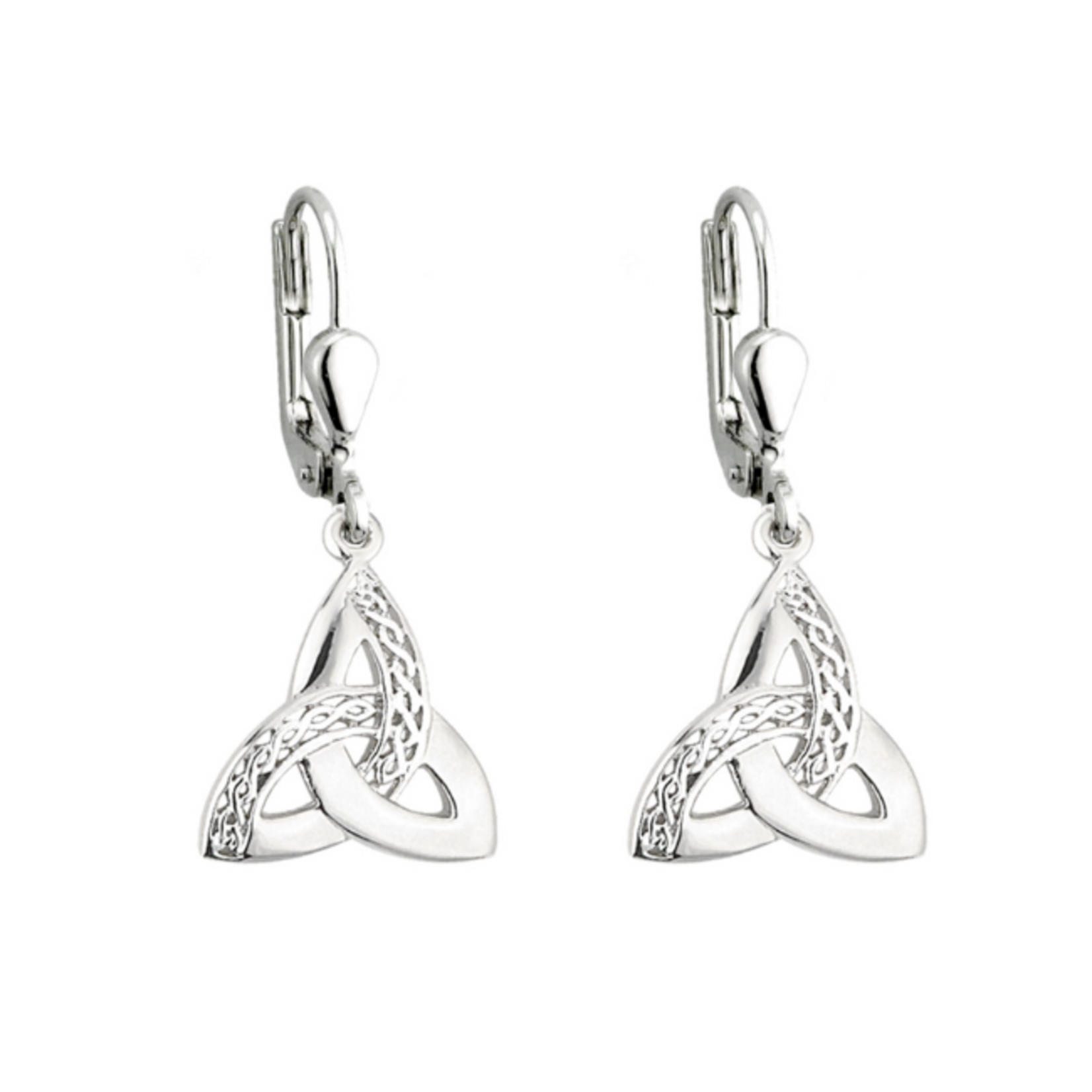 Solvar S/S Etched Trinity Knot Drop Earrings