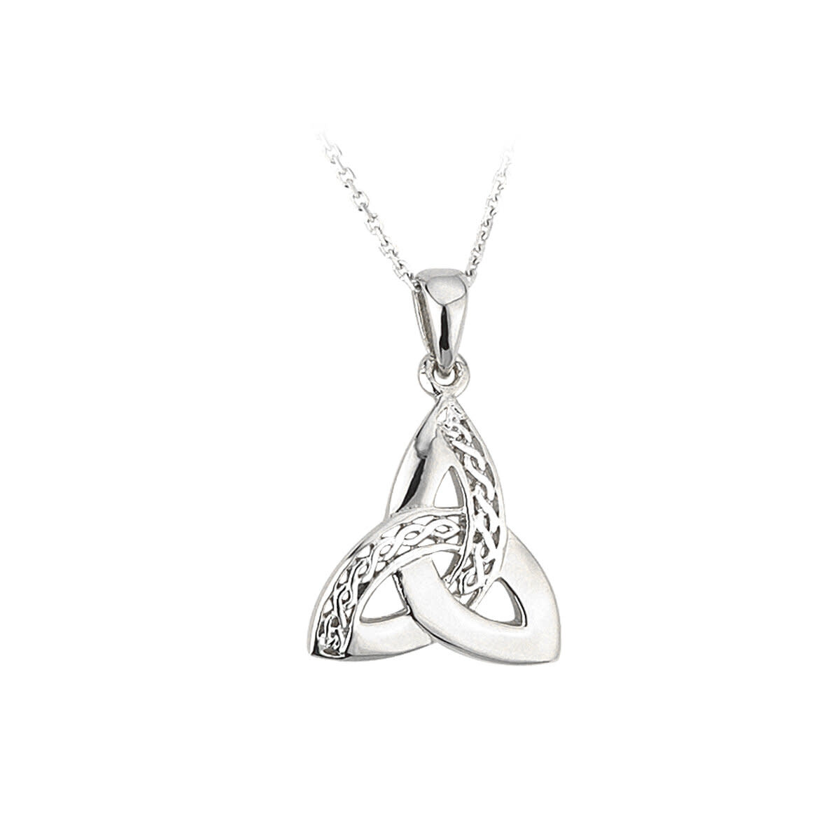 Solvar Sterling Silver Etched Trinity Knot Necklace