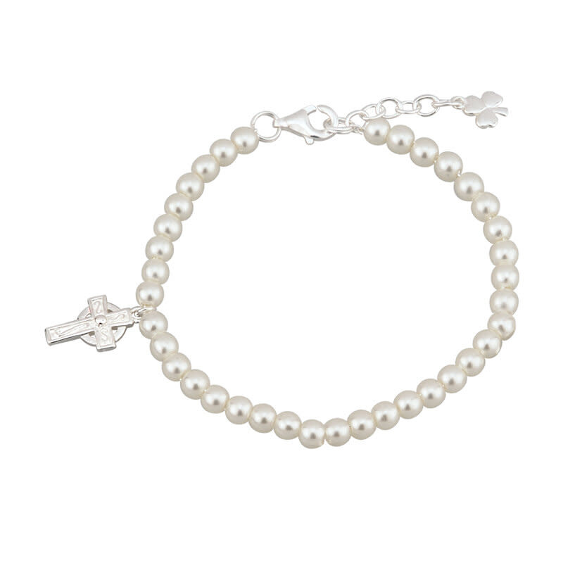 Solvar Little Tara Celtic Cross Bracelet with Pearls