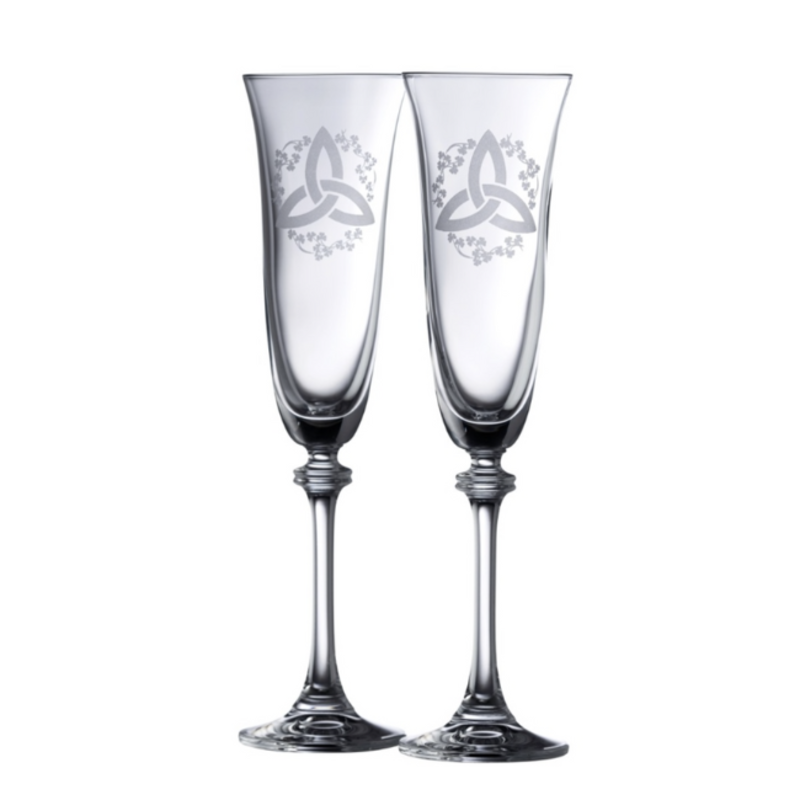 Galway Crystal Trinity Knot Liberty Flute Pair by Galway Crystal