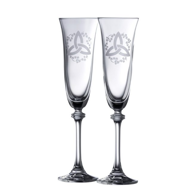 Galway Crystal Trinity Knot Liberty Flute Pair