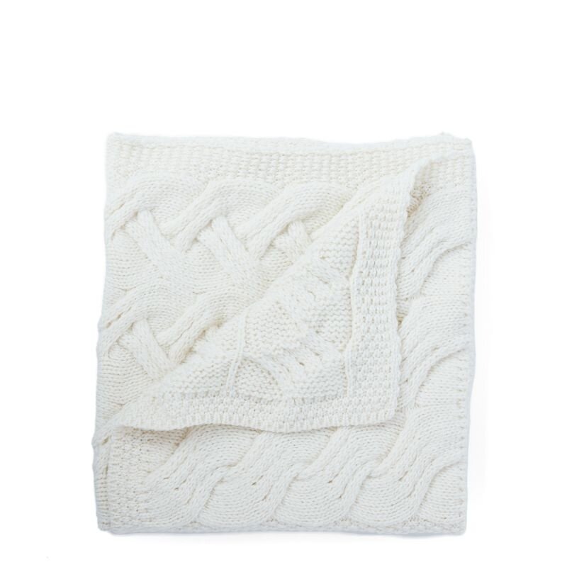 Aran Woollen Mills Supersoft Merino Aran Baby Blanket: Natural