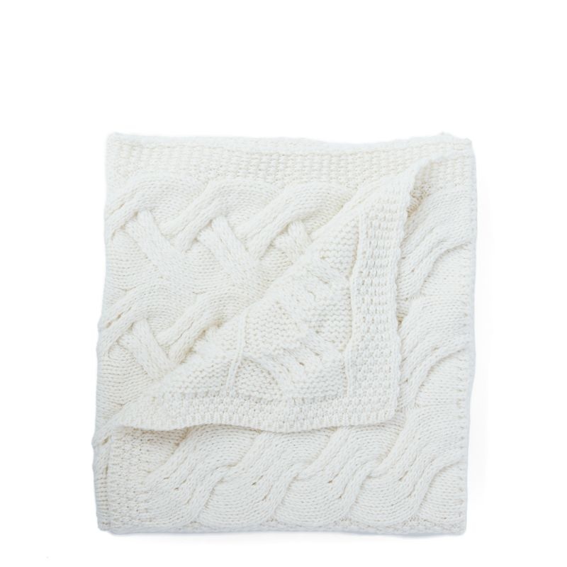 Aran Woollen Mills Supersoft Merino Aran Baby Blanket: Natural