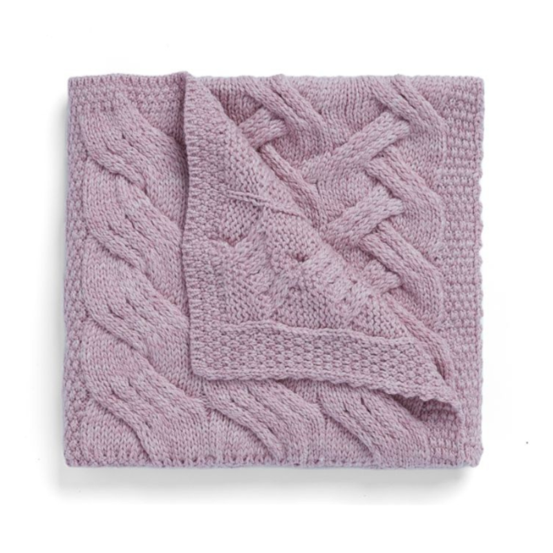 Aran Woollen Mills Supersoft Merino Aran Baby Blanket: Winter Rose