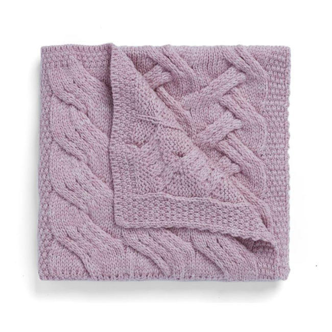 Aran Woollen Mills Supersoft Merino Aran Baby Blanket: Winter Rose