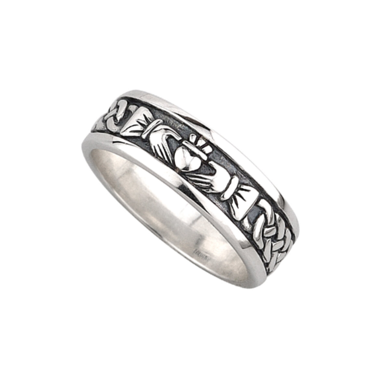 Solvar Oxidized Silver Claddagh Band - Wide