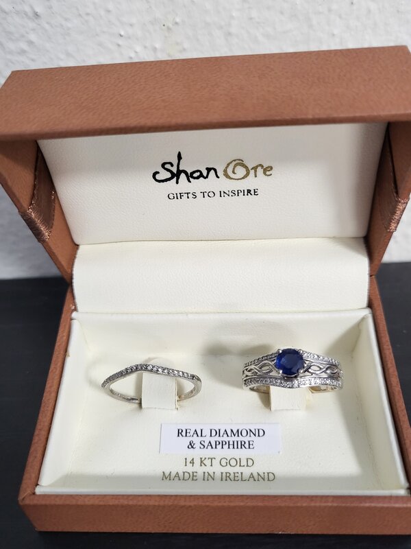 Shanore 14k White Gold Sapphire Diamond Celtic Ring