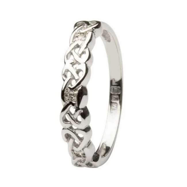 Shanore 14k White Gold Diamond Celtic Ring